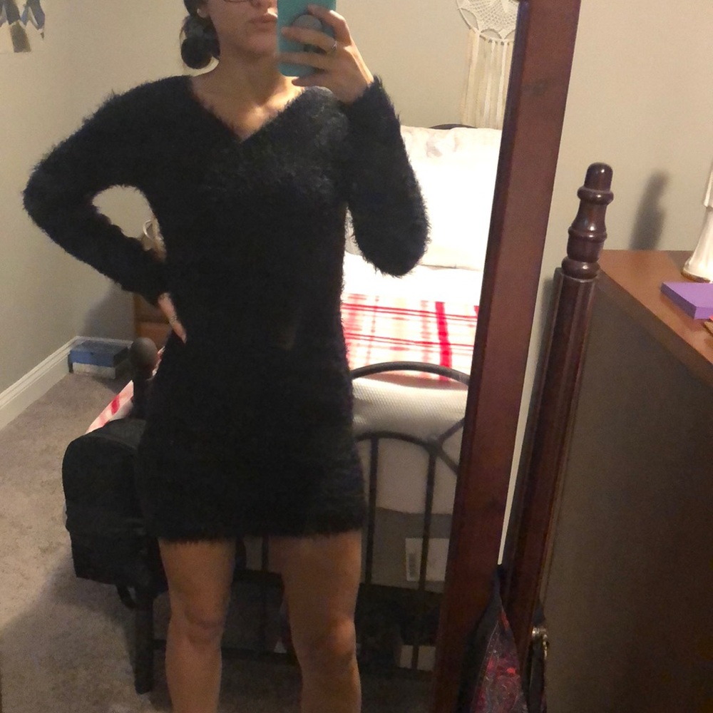 Black soft sweater dress